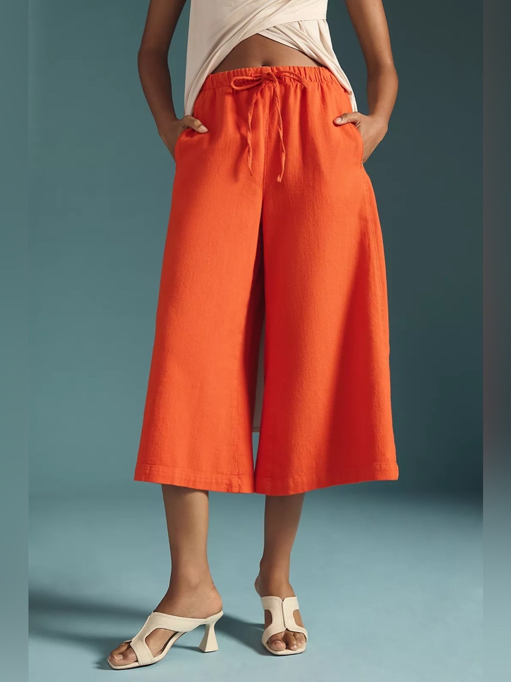 Anthropolgie Pilcro Mid-Rise 100% Cotton Wide Leg Culottes Size XS Boho Chic 70s